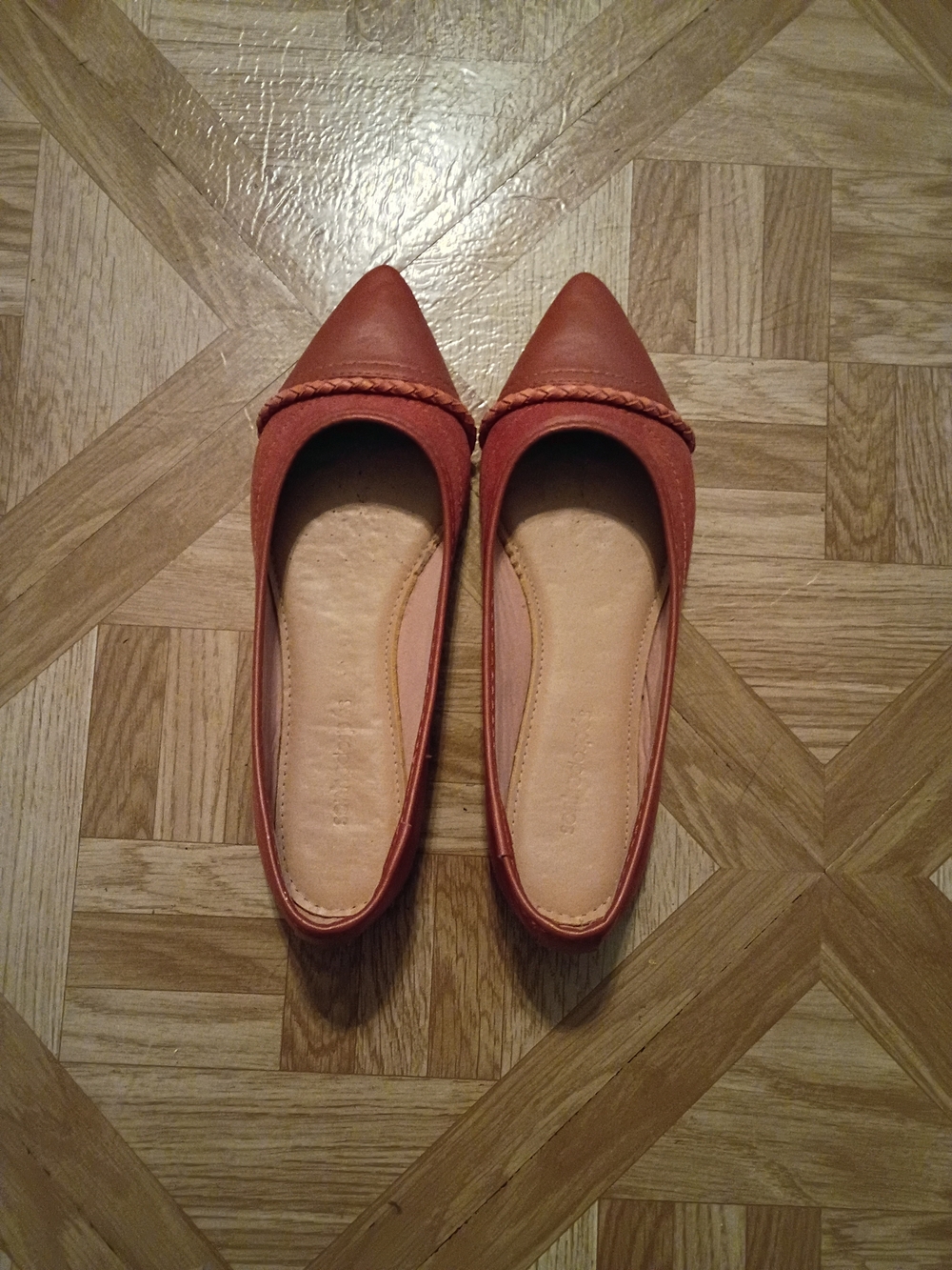 Pointed Toe Braided Trim Women's Flats - Rust